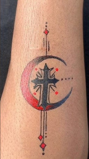 Red and Black Crescent Moon Tattoo Ideas 🌙✝️ #shorts #tattoo #tattoing #gelpenart