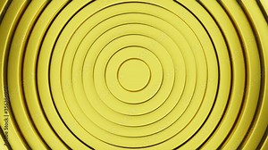 Gold abstract pattern of circles with the effect of displacement. Gold circles wave gradient animation.3D rendering