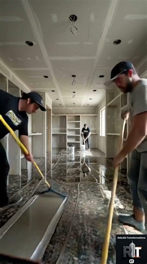 Luxury Showroom Epoxy Transformation | From Construction to Mirror Gloss Finish ✨ #ytshorts #shorts