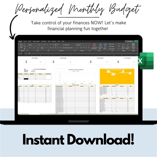 Monthly Budget Excel Tracker – Easy Finance Planning (digital Download) - Etsy