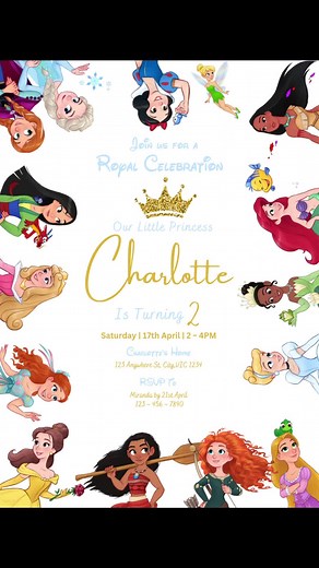 Disney Princess Birthday Invitation Template