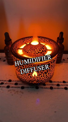 This is a super cool oil diffuser, but it doubles as a humidifier. Comes with a remote and there are two different lighting options. The puff smoke release is super cool. It reminds me of a volcano type ambience. #Diffuser #OilDiffuser #Humidifier ##HomeDecor##ambience
