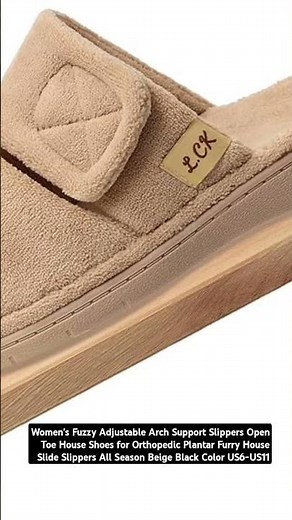 Women's Fuzzy Adjustable Arch Support Slippers Open Toe House. https://amzn.to/4dGWk0x