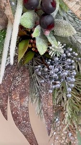 New Modern Farmhouse Woodland Wreath With Frosted Greenery, Berries, Sage Green - Slate Blue and Metallic Taupe Accents / Rustic Decor - Etsy
