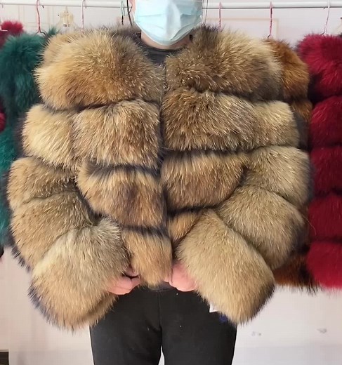 Raccoon fur coat