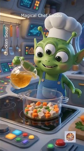 👽 Alien Makes Chicken Soup | Magical Chef Studio | AI Cooking Shorts #viral