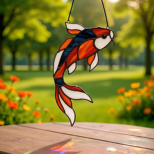 Koi Fish Stained Glass Pattern Digital Suncatcher DIY Beginner (pdf Svg Png) - Etsy
