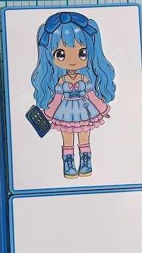 Pastel Blue Paper Doll Kawaii DIY printable paper craft