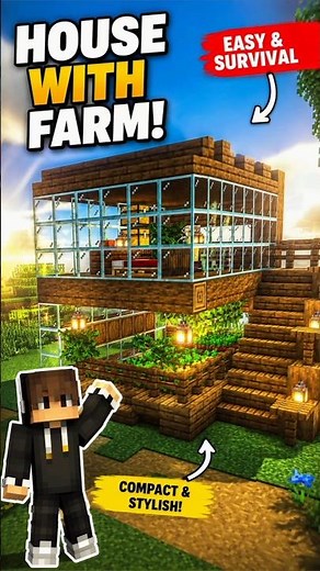 Easy Survival House With Farm 🌱🏡