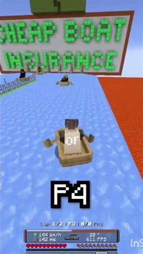 P19 Minecraft Ice Boat Racing Challenge #Minecraft #viralshorts