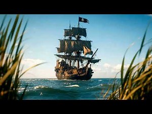 Cinematic Pirate Ship Screensaver #oceanwaves #shipvideo #pirateship