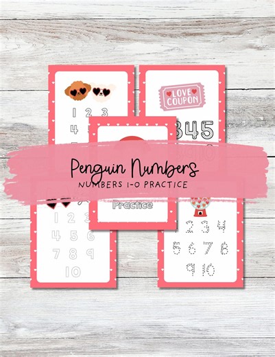 Valentine Number Practice (1-10) PDF DOWNLOAD - Etsy