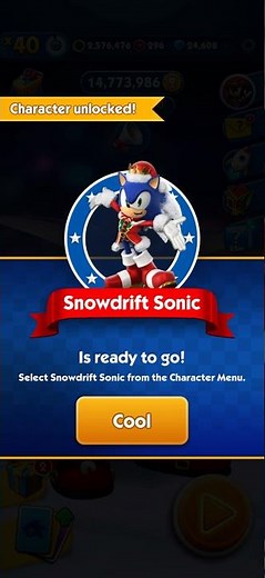 Sonic Dash 2026 - Unlocking Moment of Snowdrift Sonic #short #sonic