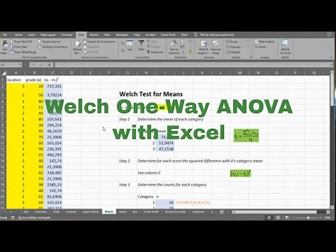 Excel - Welch One-Way ANOVA