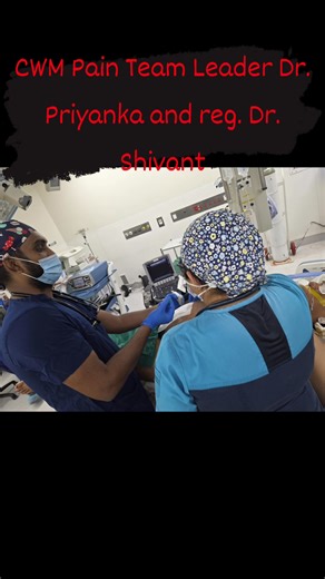 Dr. Priyanka (Pain Team Leader CWMH) mentoring Dr. Shivant(New registrar) on how to preform different nerve block with US guidance. 1st is a Rectus Sheath block and the 2nd is an Axillary Nerve Block. | Pacific Society of Anaesthetists