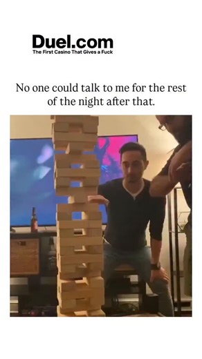 education. on Instagram: "The post showcases a 19-second vertical clip of a bearded man in a dimly lit living room executing a daring Jenga pull from the tower's base, defying collapse and prompting his gleeful "Fuck you!" shout at the camera, followed by a confident strut away. Posted on November 16, 2025, by @EpicClipVault —a account curating viral internet moments—the video has exploded to 2.7 million views and 60,000 likes in under 24 hours, highlighting the universal appeal of tension-build