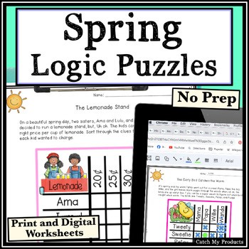 Spring Logic Puzzles Brain Teasers Critical Thinking Bell Ringers Gifted Lesson