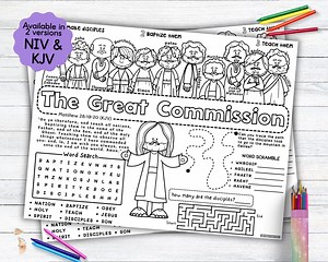 The Great Commission Activity Placemat, Jesus Bible Story Coloring Placemat as Kids Activity for Sunday School or Homeschooling - Etsy