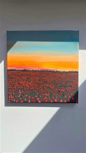Dreamy Tulip Field at Sunset 🌷 / Easy Painting Ideas for Beginners #paintingideas #acrylicpainting