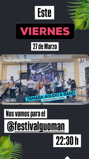 Nos vemos este VIERNES en el Festival Guoman (Guareña) 22:30 h.#osesperamos #tamaraagudoandband ❤️
