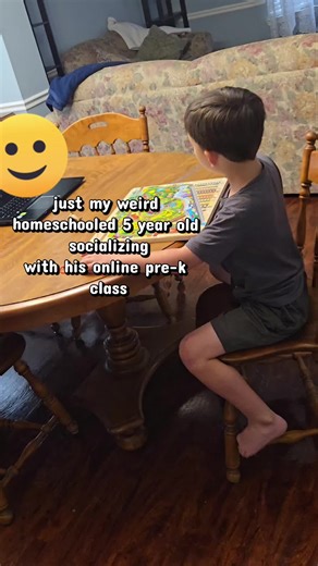 Kids are the same everywhere-- or maybe just 5 year olds. We love our pre-k online class with @schoolhouse.online.com link in bio if you're looking for a fun online co-op!! #homeschooling #kids #homeschool #prek
