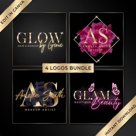 Beauty Logo Bundle, Editable Canva Templates, Digital Download, Instant Access - Etsy