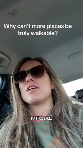 Why can’t we all have walkable cities? Having a greenway or even at the very least a sidewalk should not be that hard. In my city not all areas have sidewalks and it’s so frustrating because I feel like I have to drive to an area to walk a little more safely.