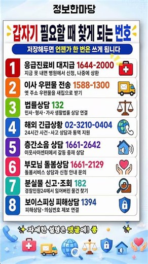 긴급 상황별 전화번호 총정리, 저장해두세요!