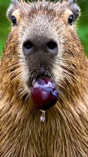 Konbu found a GIANT grape 🍇🐹 | Capybara ASMR