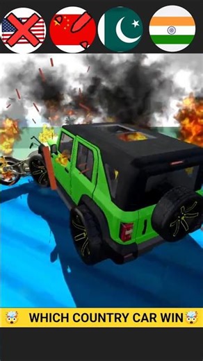 India vs 🇺🇸 USA vs 🇨🇳 China vs 🇵🇰 Pakistan Car Break test||Indian Bike Driving 3D| #Shorts#viral