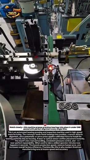 This Machine Installs Bearings in 1 Second… Factory Level 100! 😳🔥 #Shorts #Manufacturing #USA