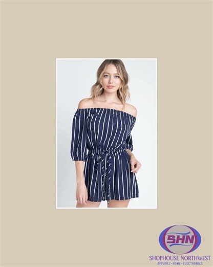 Trendy Off Shoulder Stripe Romper For Women