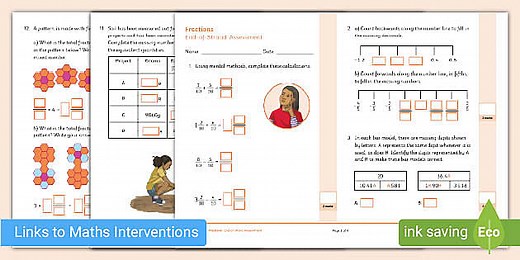Year 5 Fractions, Decimals and Percentages End-of-Unit Assessment and Tracker