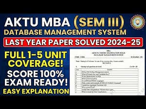 Database Management System Question Paper Solution | Important Questions, Topics | MBA 3rd SEM AKTU