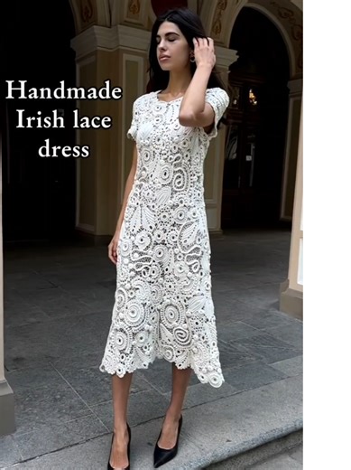 Handmade White Dress with Traditional Irish Lace