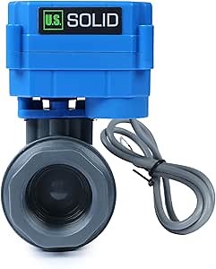 U.S. Solid 1 inch UPVC Motorized Ball Valve - Plastic Electrical Ball Valve with Full Port, 2 Wire Auto Return, 9-36V AC/DC, Normally Closed