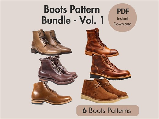 Men's Leather Boots Patterns Bundle – 6 Boot Shoe PDF Patterns for Shoemaking | Instant Download - Etsy