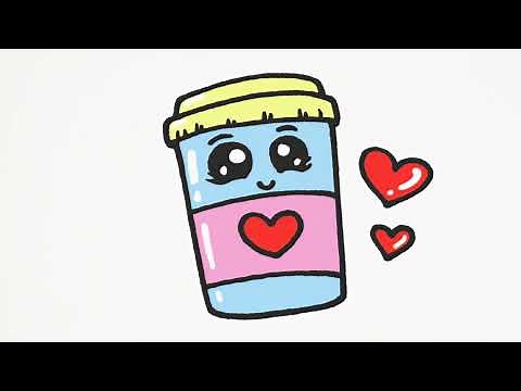 HOW TO DRAW A CUTE CUP DRINK ,STEP BY STEP ,DRAW CUTE THINGS