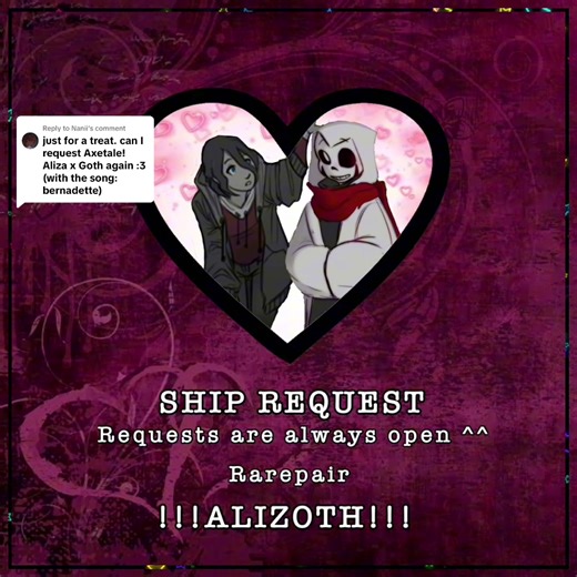 Replying to @Nanii { #Alizoth / Aliza X Goth sans } @Nanii hope u like it^^ [ #UndertaleAUs #shipedit #shiprequest #rarepair ]
