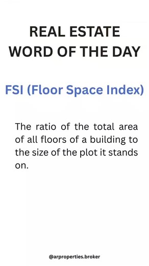 FSI (Floor Space Index) FSI determines how high or large a building can be on a specific plot. Higher FSI in an area usually leads to more high-rise developments! #FSI #UrbanPlanning #RealEstateDevelopment #CivilEngineering #BuildingCodes | ARProperties.broker