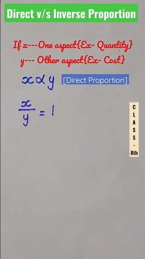 Direct v/s Inverse Proportion|Class 8th|How to Identify Direct & Inverse Variation|Maths