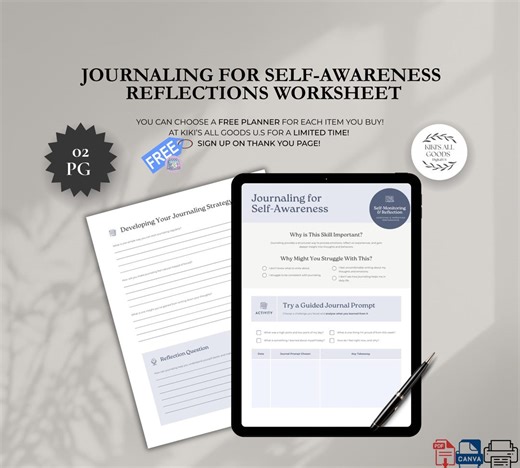 Journaling for Self Awareness: Reflection Worksheet PDF - Etsy Australia