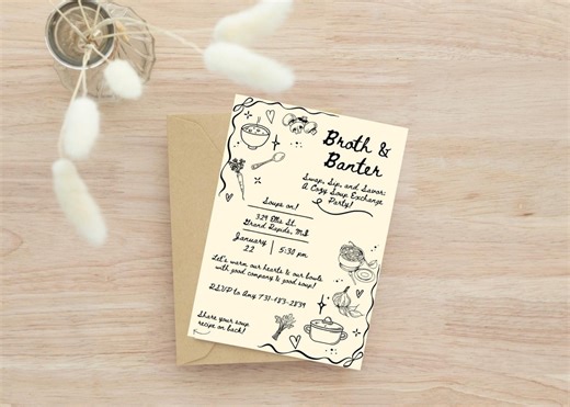 Editable Broth & Banter Soup Swap Invitation (digital Download) - Etsy