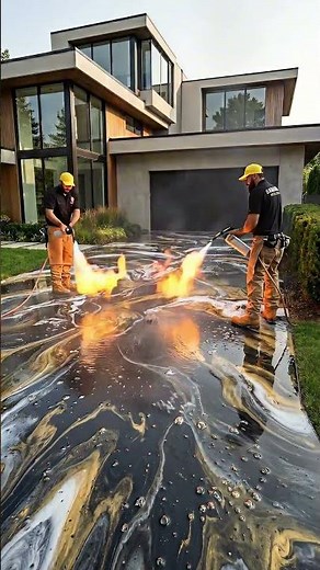 Boring Driveway → Luxury Epoxy Makeover ✨ Black & Gold
