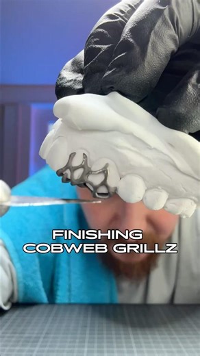 Finish cobweb grillz with me. Get in touch if you have any design ideas. #grillz #tutorial #diy