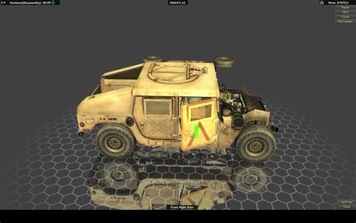 美军悍马军用装甲车HMMWV A2拆解组装