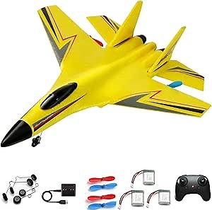 RC Planes for Ages 14 Years and up,Remote Control Airplanes Toys for Teen,2CH Outdoor Foam RC Glider Fighter Jet for Teen and Adults Hobby Yellow