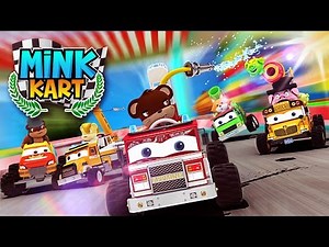 Monster Truck School Bus Fire Truck Construction Toy Truck Cars Race go Kart Racing Kids Animation