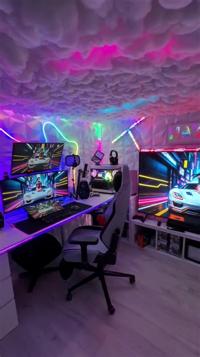 🎮✨ Gaming room vibes Amazing colors, relaxed atmosphere, just chilling and enjoying the moment. This is my happy place 💜 #gamingroom #gamingsetup #rgbvibes #gamingvibes #setupgaming