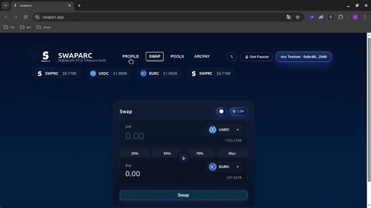 Swap stablecoins without the headache. Get to know Swaparc, the dapp on the @arc testnet. I recorded a quick video on Swaparc showing how to swap usdc for swprc and set up a liquidity pool.@samconnerone @swaparc_app